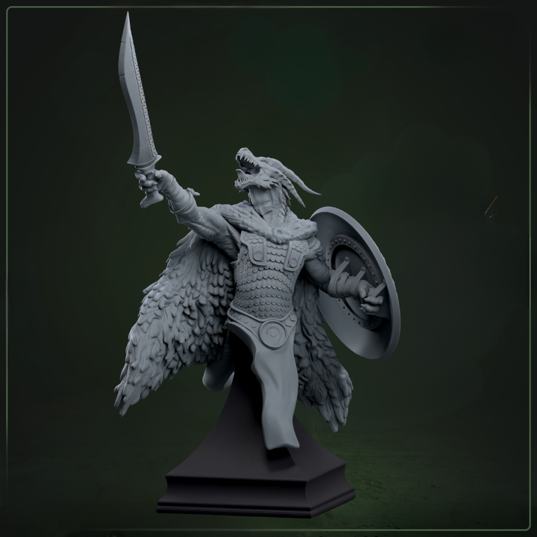 Arrekro Bust D&D miniatuur - premium character bust drakkling commander uit Drakklings of Dragons Keep collectie, hoogdetail resin DND miniaturen bust voor verzamelaars van Quest & Craft