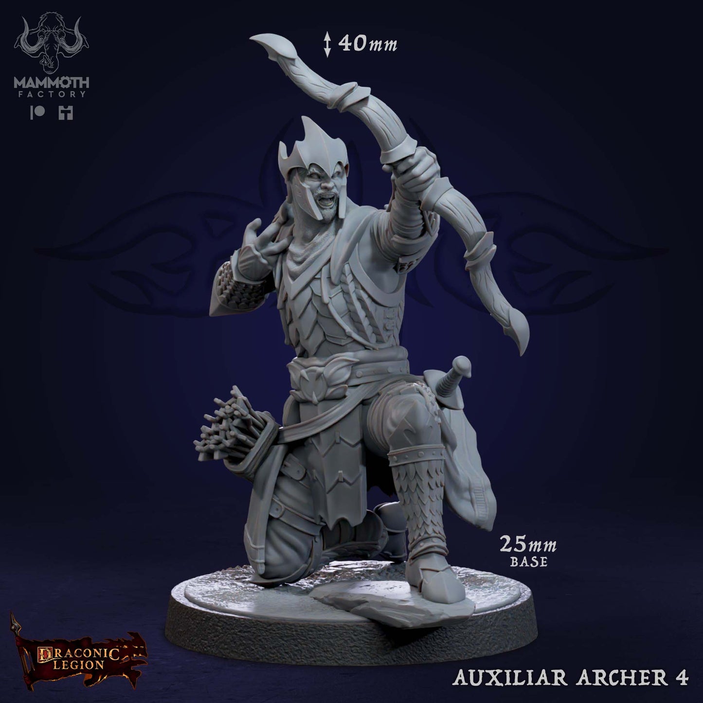 Auxiliar Archer 4 D&D miniatuur - professionele Drakkari archer uit warband formatie, DND miniaturen voor ranged combat encounters bij Quest & Craft