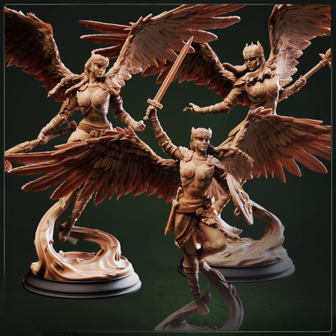 Daughters of Death Valkyrie Miniaturen D&D set - majestueuze divine warrior maidens met wings en battle armor uit Shadow over Nordheim collectie, premium DND miniaturen fantasy Valhalla warriors voor TTRPG divine campaigns uit Nederland bij Quest & Craft