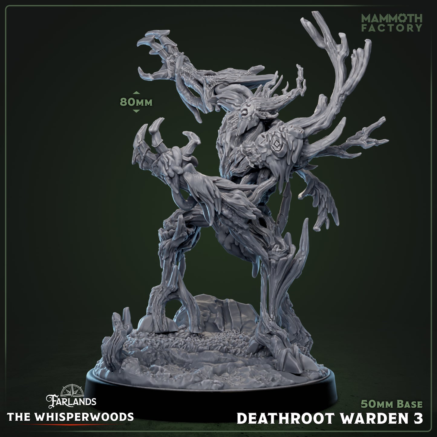 Deathroot Warden 3 resin miniatuur - complete boss monster met duistere texturen uit The Whisperwoods, Nederlandse kwaliteit miniaturen nederland voor tabletop gaming. Quest & Craft