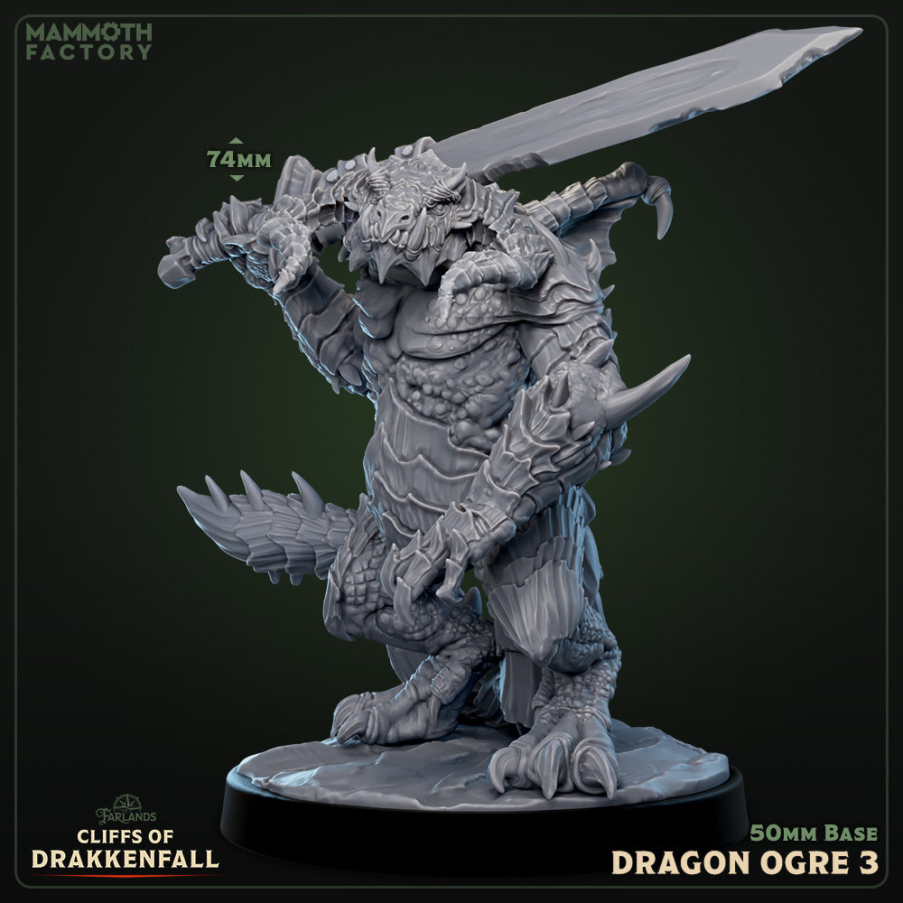 Dragon Ogre 3 D&D miniatuur - complete draconische ogre set uit Cliffs of Drakkenfall jungle, Nederlandse kwaliteit Quest & Craft miniaturen nederland voor monster encounters