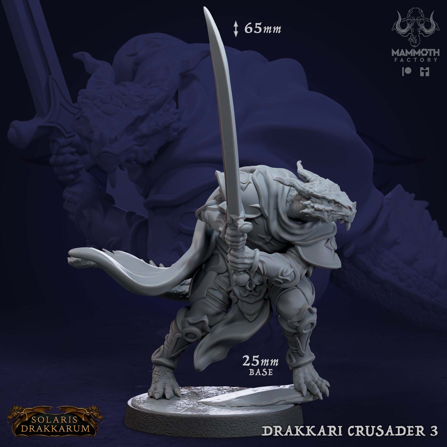 Drakkari Crusader 3 D&D miniatuur - immortal flame devotee uit Solaris Drakkarum collectie, TTRPG miniaturen voor Dungeons & Dragons van Quest & Craft