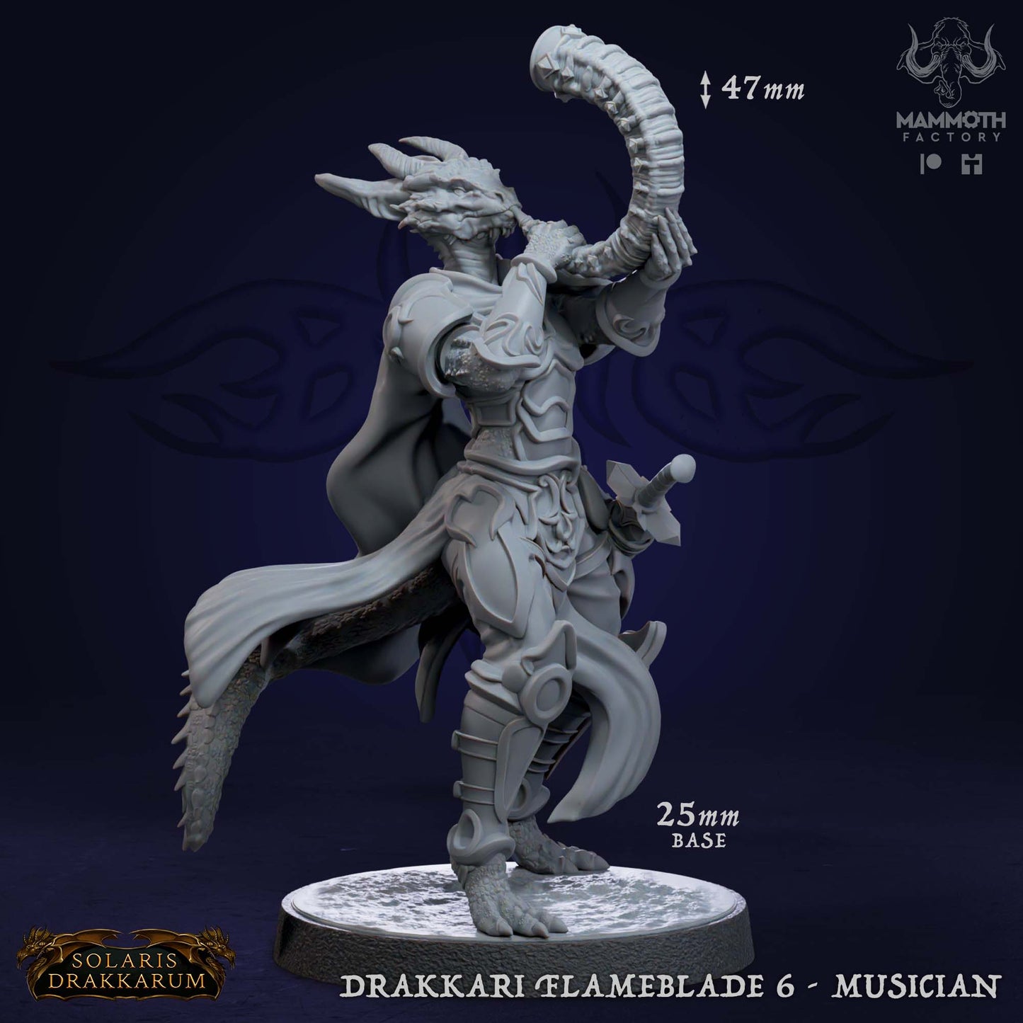 Drakkari Flameblade 6 Musician D&D miniatuur - dragonkin muzikant uit flameblade warband, speciale rol DND miniaturen voor georganiseerde fire encounters bij Quest & Craft