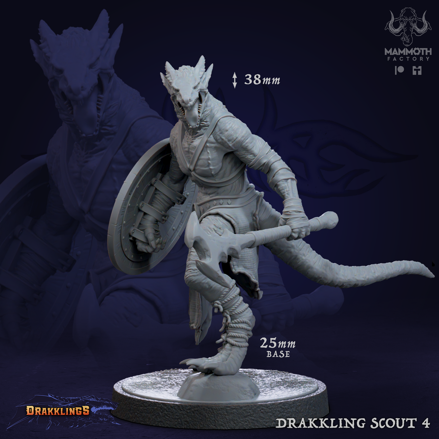 Drakkling Scout 4 D&D miniatuur - georganiseerde drakkling verkenner uit warband, DND miniaturen voor stealth encounters bij Quest & Craft