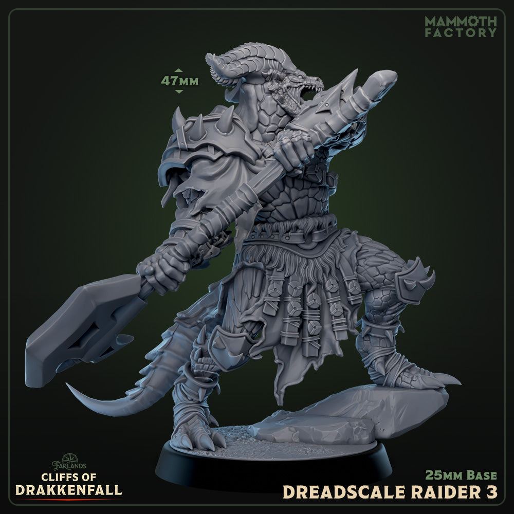 Dreadscale Raider 3 - bijl naar achteren - D&D miniatuur - gespecialiseerde draconische strijder uit warband set, TTRPG miniaturen voor Dungeons & Dragons jungle campaigns van Quest & Craft