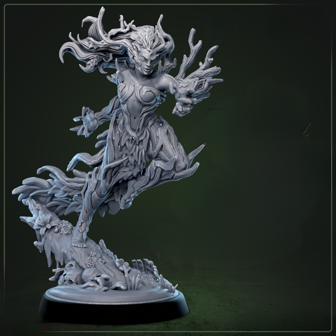 Graveroot Druid D&D miniatuur - mystieke natuurmagie specialist uit The Whisperwoods collectie, hoogdetail resin DND miniaturen voor fantasy tabletop RPG van Quest & Craft