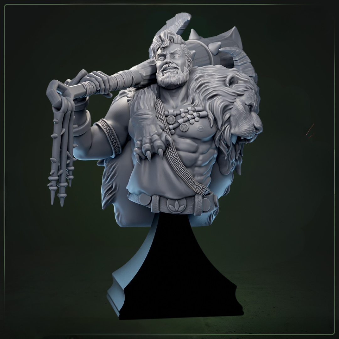 Herakaios Bust D&D miniatuur - premium character bust mythische held uit Eulyssian Odyssey collectie, hoogdetail resin DND miniaturen bust voor verzamelaars van Quest & Craft