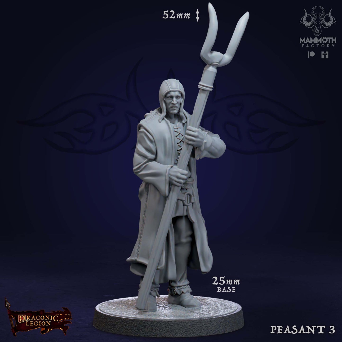 Peasant 3 D&D miniatuur - townfolk civilian uit Abominable Beasts collectie, TTRPG miniaturen voor Dungeons & Dragons van Quest & Craft