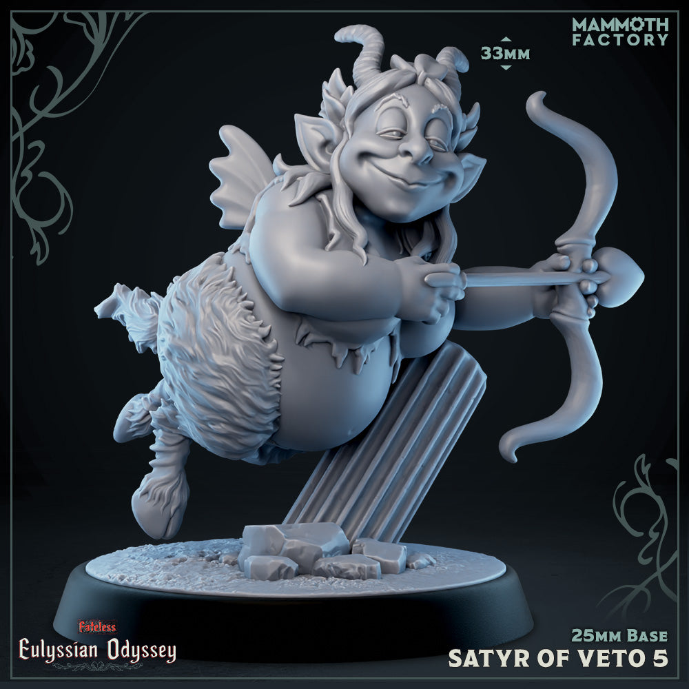 Satyrs of Veto 5 D&D miniatuur - hartjes boog vast - complete mythologische satyr warband uit Eulyssian Odyssey set, Nederlandse kwaliteit Quest & Craft miniaturen nederland voor fey wild encounters