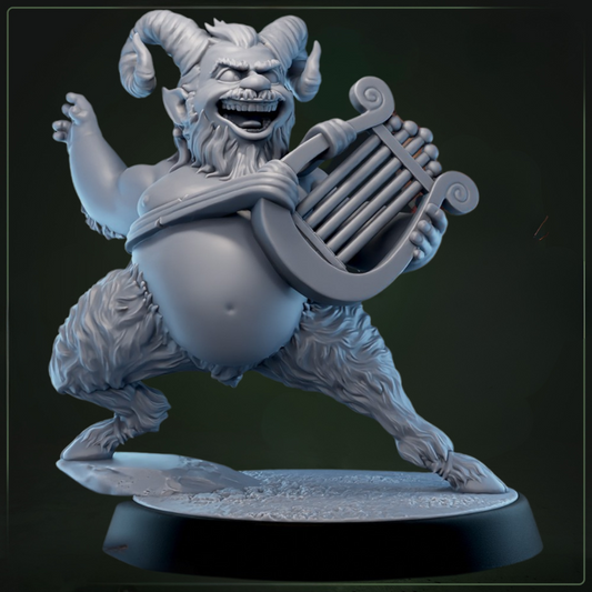 Satyrs of Veto 3 D&D miniatuur - harp in hand - ondeugende wezen uit Eulyssian Odyssey warband, TTRPG miniaturen voor Dungeons & Dragons van Quest & Craft