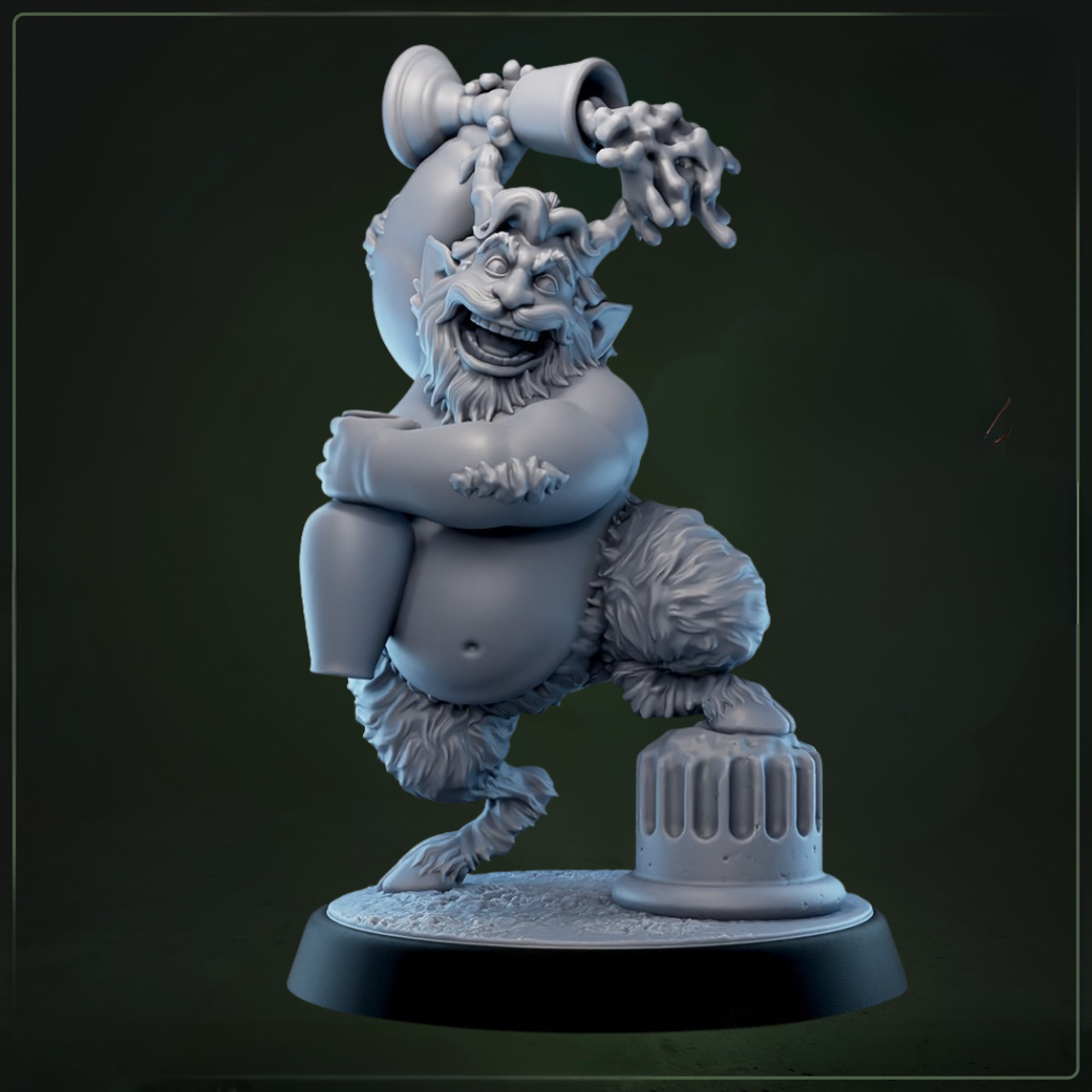 Satyrs of Veto 4 D&D miniatuur - wijnflessen en dronken - Griekse mythologie satyr met charme uit warband collectie, DND miniaturen voor tabletop RPG bij Quest & Craft