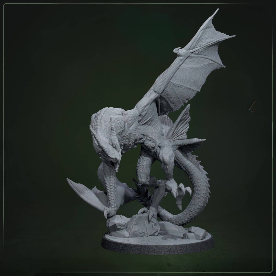 Stormtail Wyvern 3 D&D miniatuur - complete stormtail wyverns warband uit Solaris Drakkarum collectie, Nederlandse kwaliteit Quest & Craft miniaturen nederland voor elektrische luchtgevecht encounters