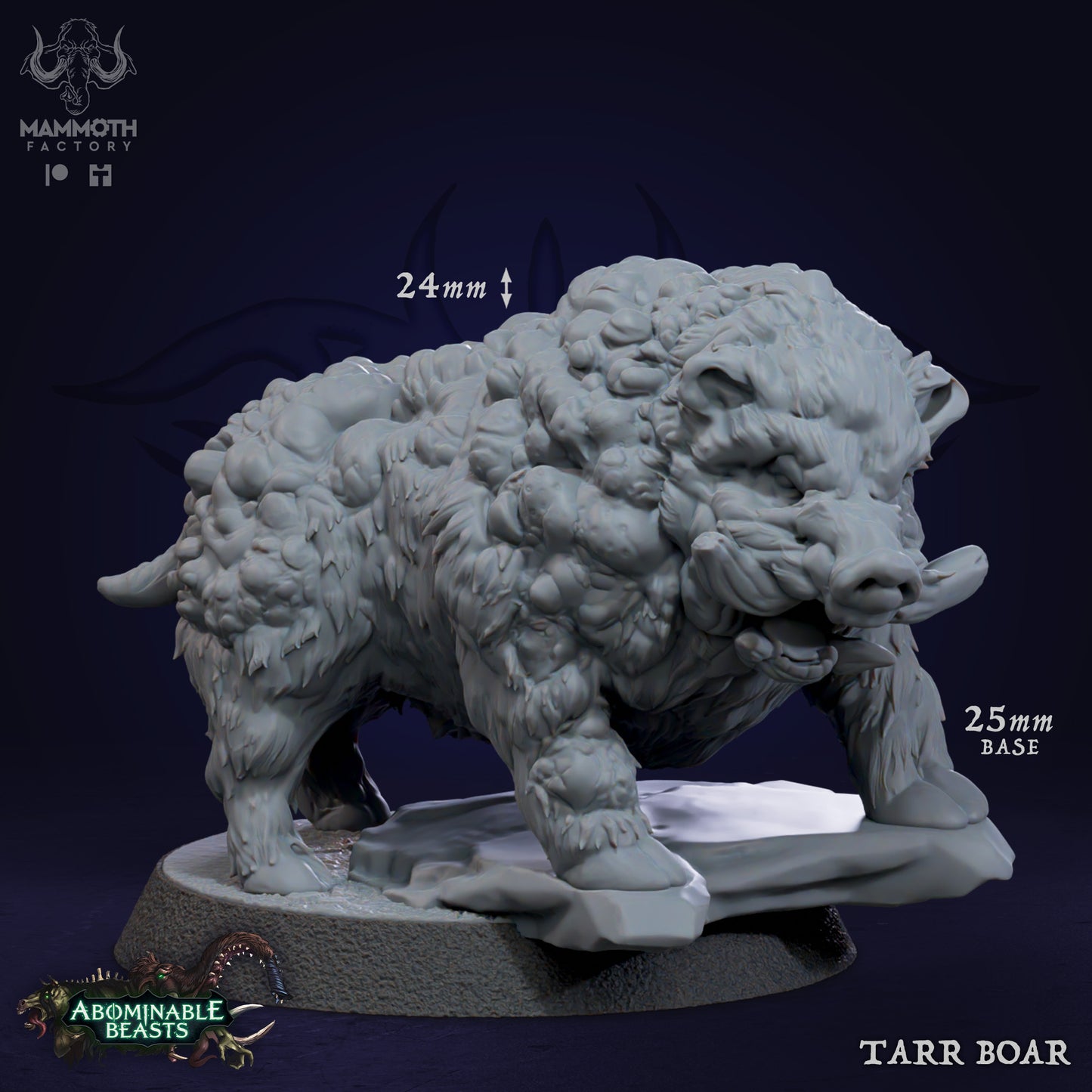 Tarr Boar D&D miniatuur - gecorrumpeerd everzwijn met etterende abcessen uit corrupted beasts warband, DND miniaturen voor horror encounters bij Quest & Craft