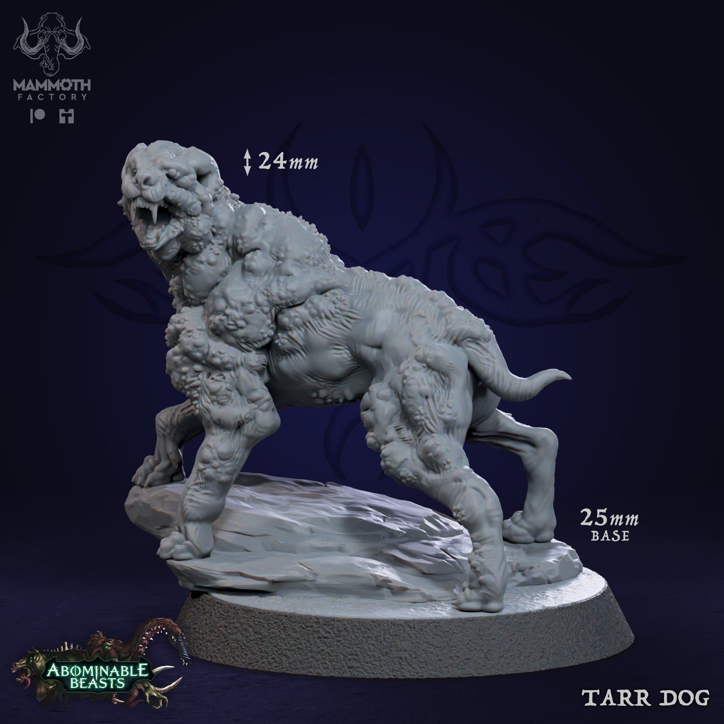 Tarr Dog D&D miniatuur - bloeddorstige hond met gapende bek uit Tarr Animals warband set, fantasy miniaturen voor corruption campaigns van Quest & Craft