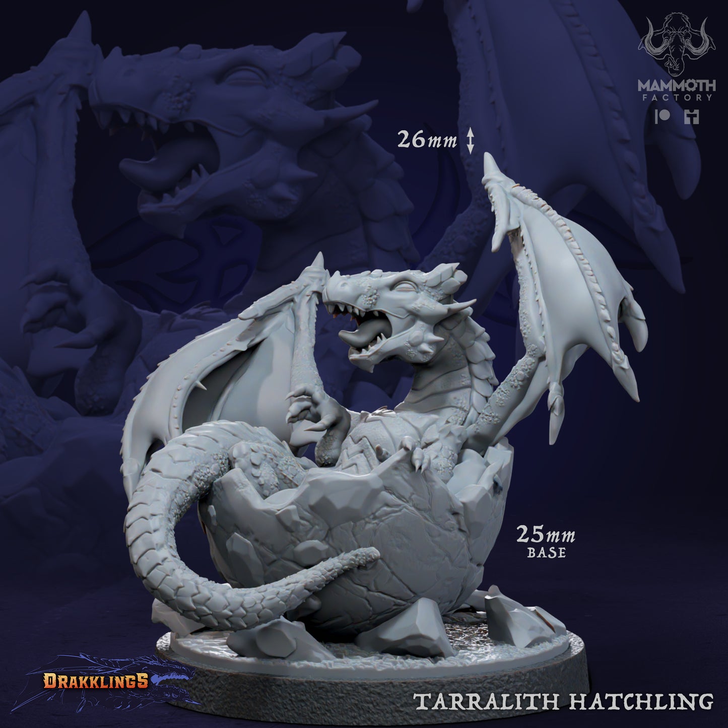 Tarralith Hatchling Mutant Baby Dragon D&D miniatuur - schattige mutant baby draak uit Tarralith Dragon Evolution collectie, hoogdetail resin DND miniaturen voor fantasy tabletop RPG van Quest & Craft