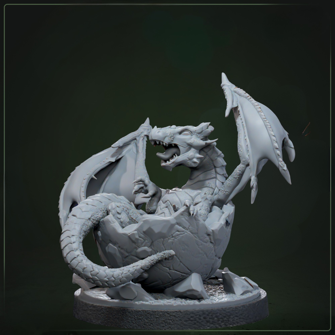 Tarralith Hatchling Mutant Baby Dragon D&D miniatuur - schattige mutant baby draak uit Tarralith Dragon Evolution collectie, hoogdetail resin DND miniaturen voor fantasy tabletop RPG van Quest & Craft