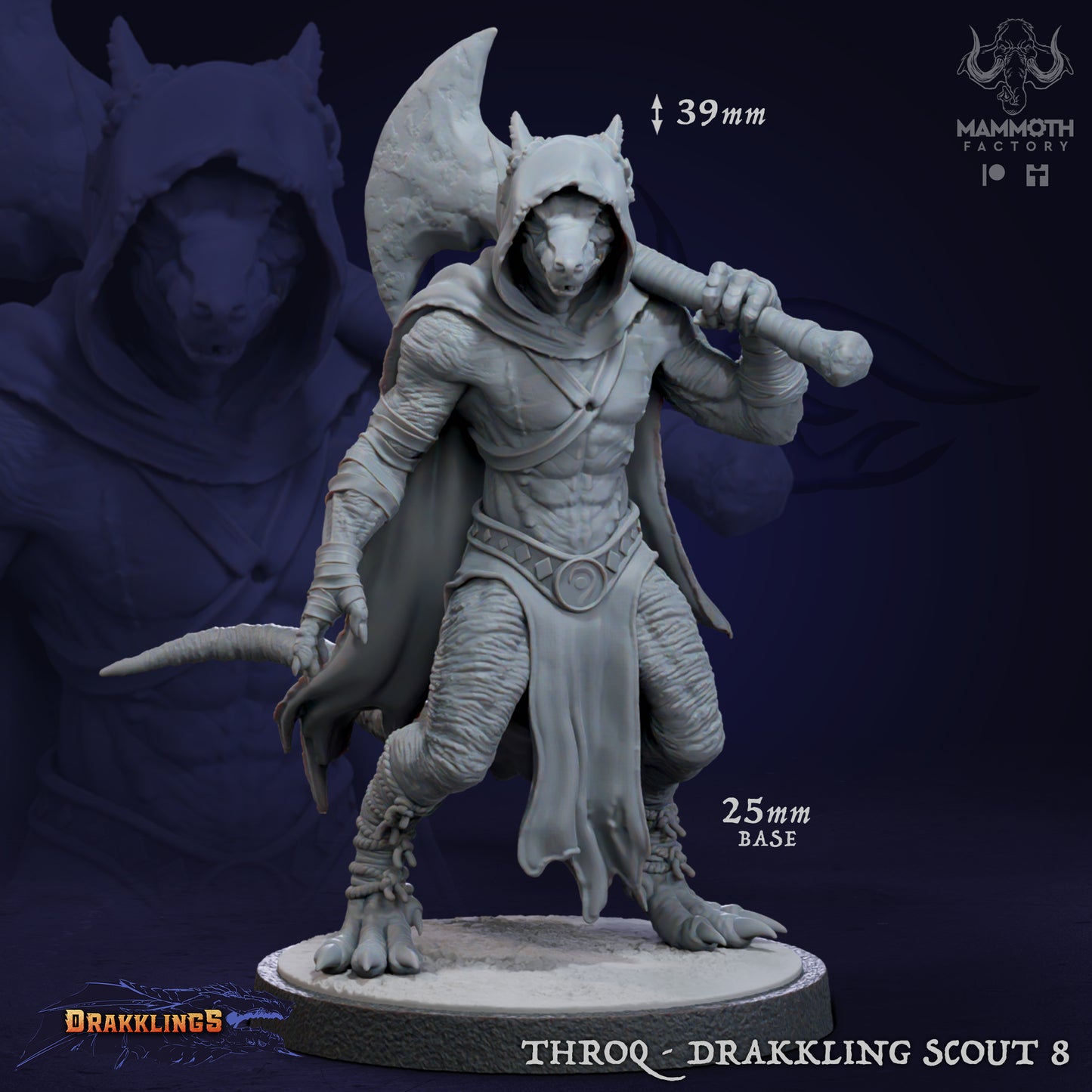 Drakkling Scout 8 Throq D&D miniatuur - drakkling leider uit complete scout warband, Nederlandse kwaliteit Quest & Craft miniaturen nederland voor stealth encounters
