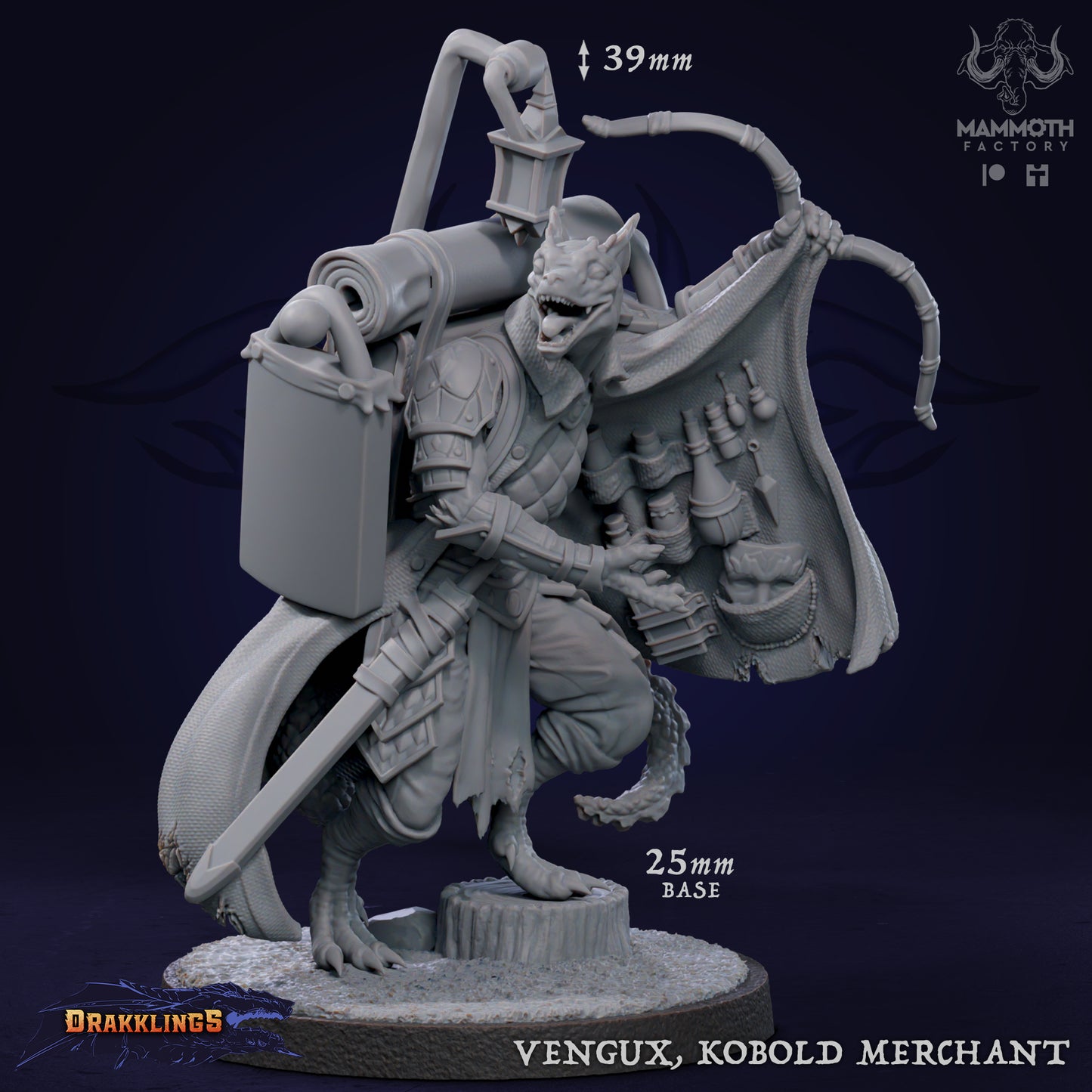 Vengux Kobold Merchant D&D miniatuur - handelaar uit Drakklings of Dragons Keep collectie, hoogdetail resin DND miniaturen NPC voor fantasy tabletop RPG van Quest & Craft
