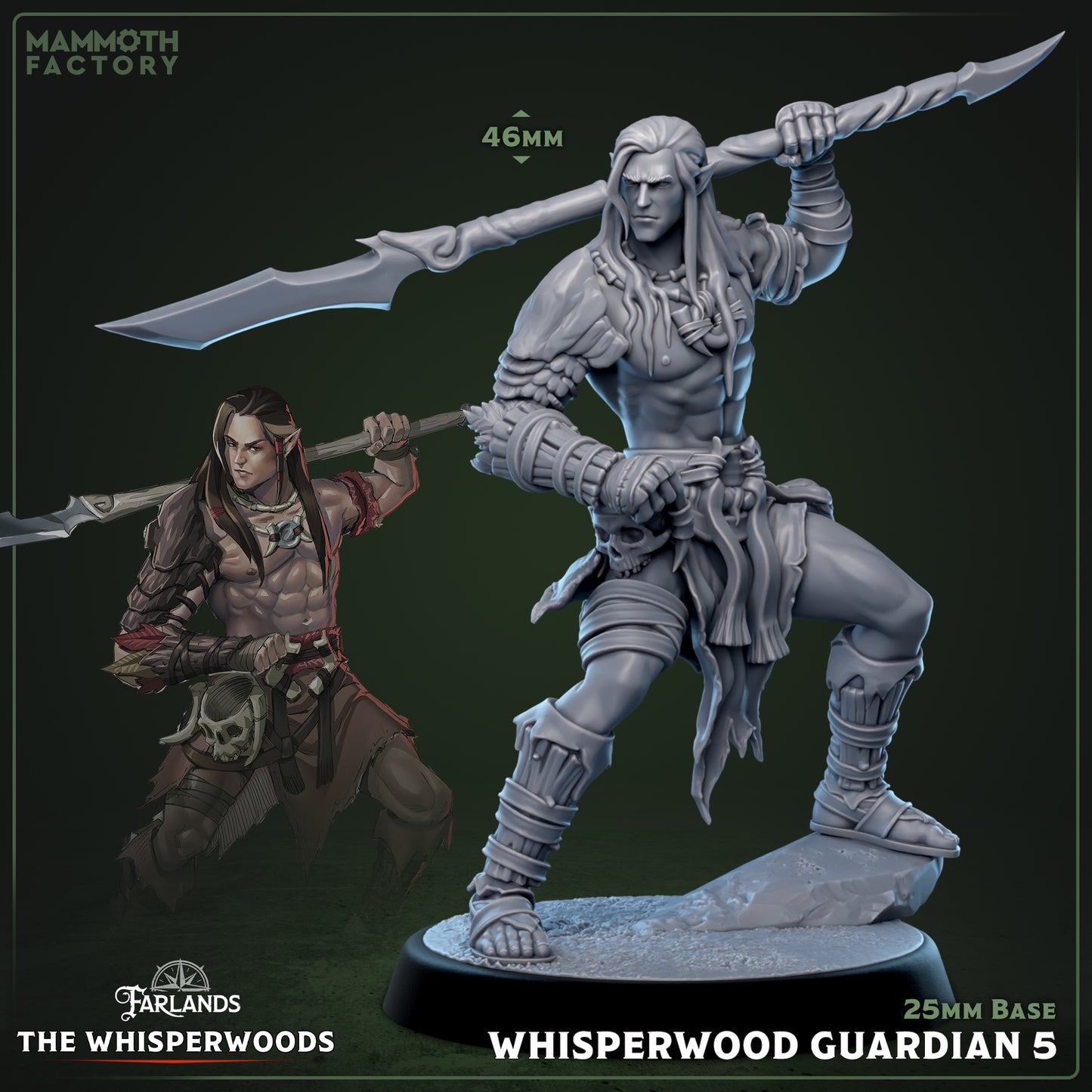 Whisperwood Guardians D&D miniatuur model 5 - complete warband wachter uit The Whisperwoods set, Nederlandse kwaliteit Quest & Craft miniaturen nederland voor epische verdediging