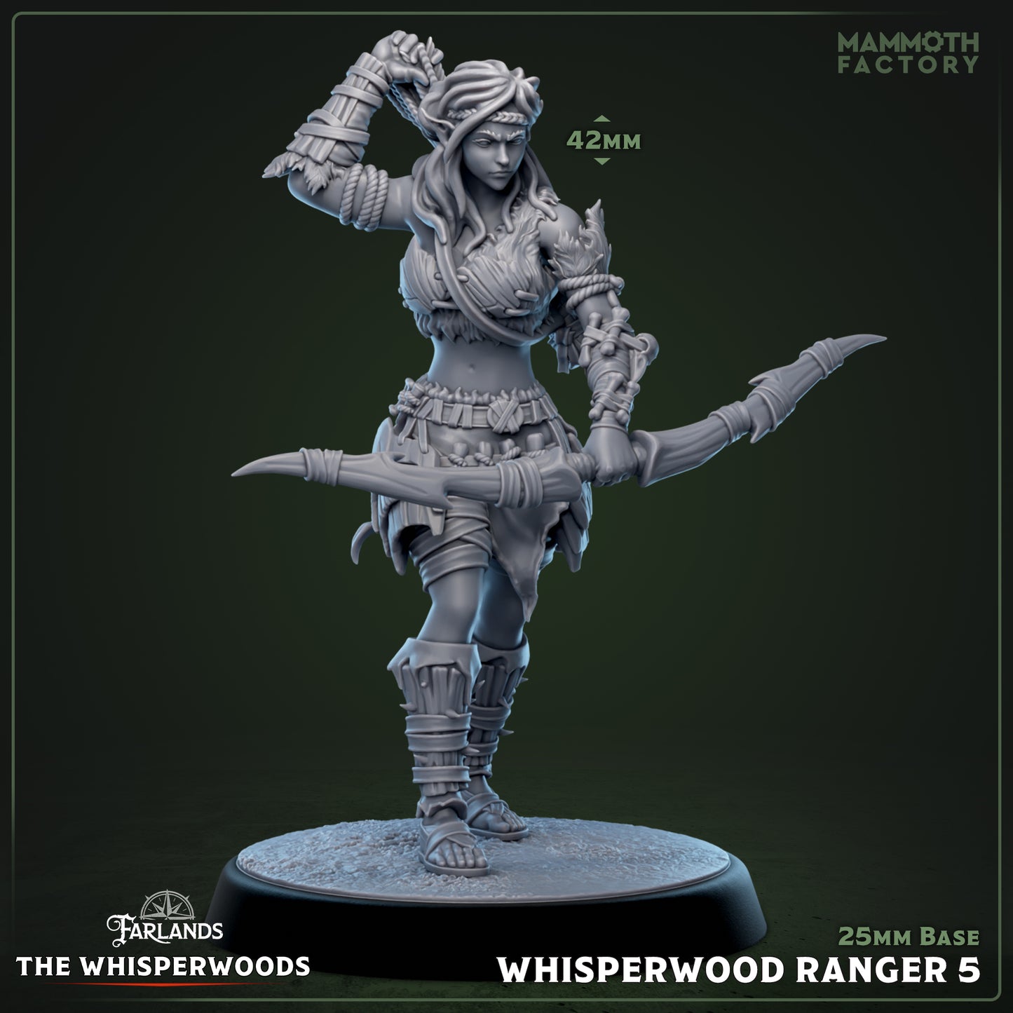 Whisperwood Rangers D&D miniatuur model 5 - complete warband ranger uit The Whisperwoods set, Nederlandse kwaliteit Quest & Craft miniaturen nederland voor tactische encounters