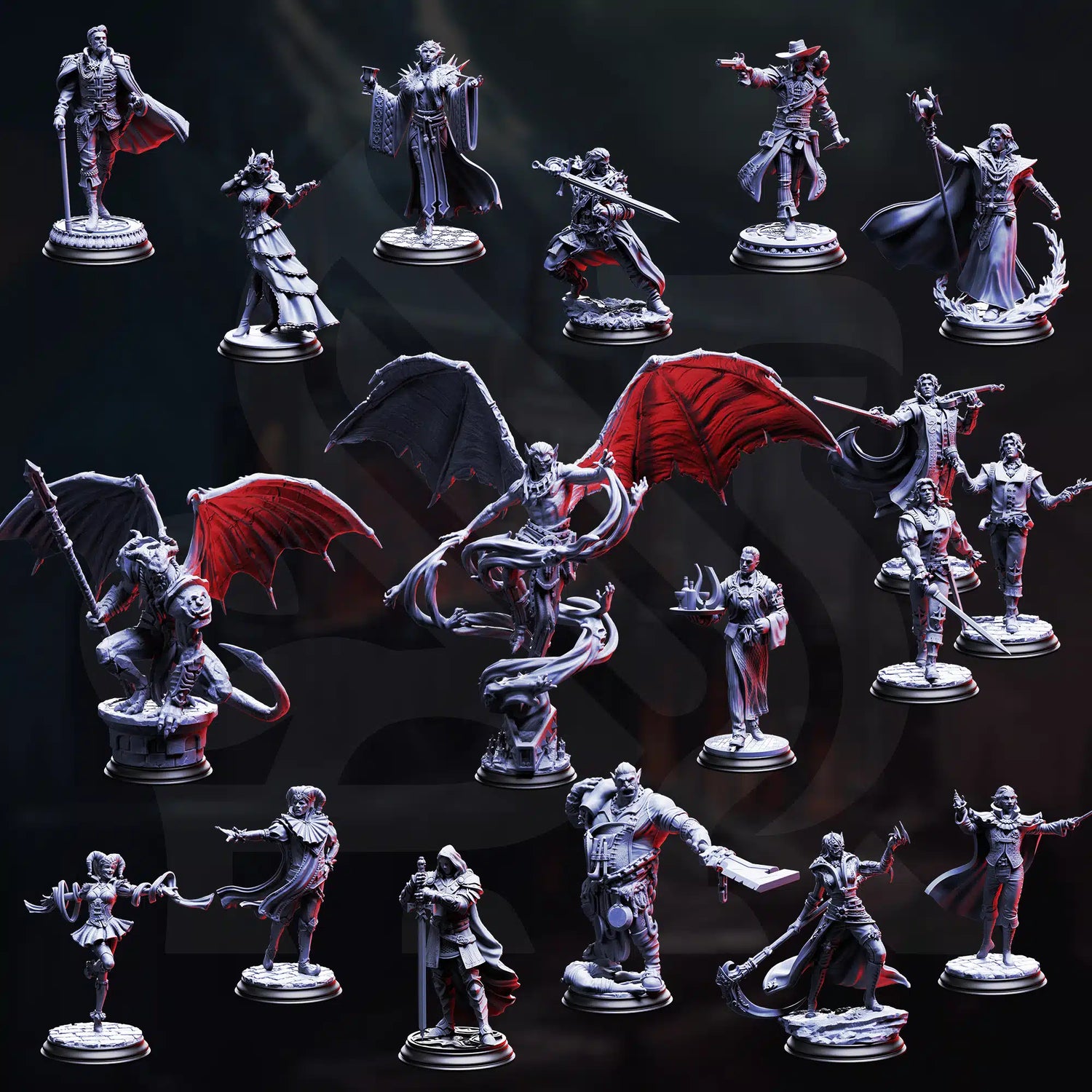Crimson Masquerade D&D miniaturen collectie met elegante vampier lords, masquerade dancers en gothic horror DND miniaturen - exclusieve vampiric fantasy miniaturen voor TTRPG campaigns uit Nederland bij Quest & Craft