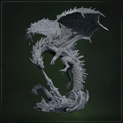 Adult Tarralith Dragon D&D miniatuur - legendarische large scale Tarr-gedoemde draak uit Tarralith Dragon Evolution collectie, hoogdetail resin DND miniaturen voor fantasy tabletop RPG van Quest & Craft

