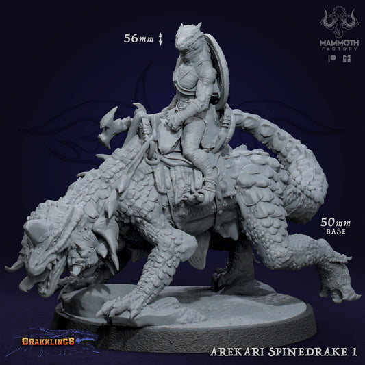 Arekari Spinedrake 1 D&D miniatuur - gevaarlijke 50mm spinedrake uit Drakklings of Dragons Keep warband, hoogdetail resin DND miniaturen voor fantasy tabletop RPG van Quest & Craft

