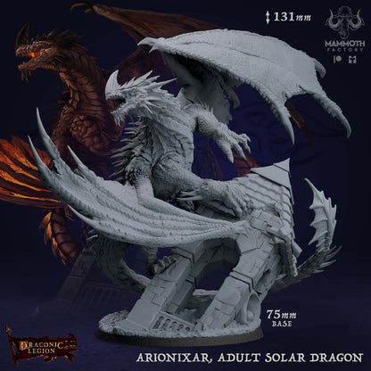 Arionixar Solar Dragon van de Immortal Flame D&D miniatuur - legendarische large scale boss dragon uit Draconic Legion collectie, hoogdetail resin DND miniaturen voor fantasy tabletop RPG van Quest & Craft
