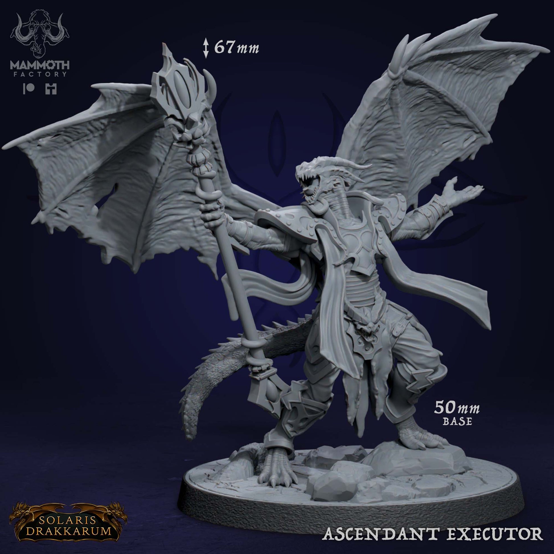 Ascendant Pyrophant Vuurmutant D&D miniatuur - gemuteerde immortal flame hogepriester uit Solaris Drakkarum collectie, hoogdetail resin DND miniaturen voor fantasy tabletop RPG van Quest & Craft

