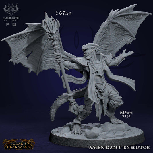 Ascendant Pyrophant Vuurmutant D&D miniatuur - gemuteerde immortal flame hogepriester uit Solaris Drakkarum collectie, hoogdetail resin DND miniaturen voor fantasy tabletop RPG van Quest & Craft
