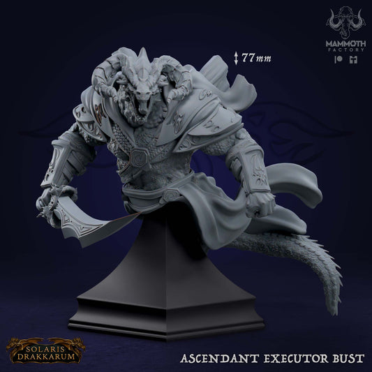Ascendant Executor Bust D&D miniatuur - premium character bust draconische beul uit Solaris Drakkarum collectie, hoogdetail resin DND miniaturen bust voor verzamelaars van Quest & Craft
