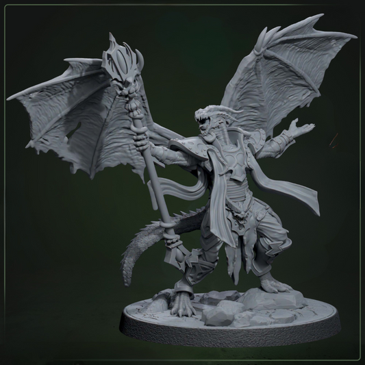 Ascendant Pyrophant Vuurmutant D&D miniatuur - gemuteerde immortal flame hogepriester uit Solaris Drakkarum collectie, hoogdetail resin DND miniaturen voor fantasy tabletop RPG van Quest & Craft
