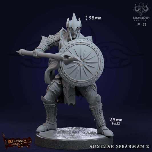 Auxiliar Spearmen 2 D&D miniatuur - disciplinaire spearman uit Drakkari infanterie warband set, fantasy miniaturen voor infantry encounters bij Quest & Craft
