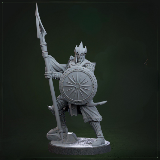 Auxiliar Spearmen 1 D&D miniatuur - getrainde Drakkari infanterist uit Draconic Legion warband, hoogdetail resin DND miniaturen voor fantasy tabletop RPG van Quest & Craft
