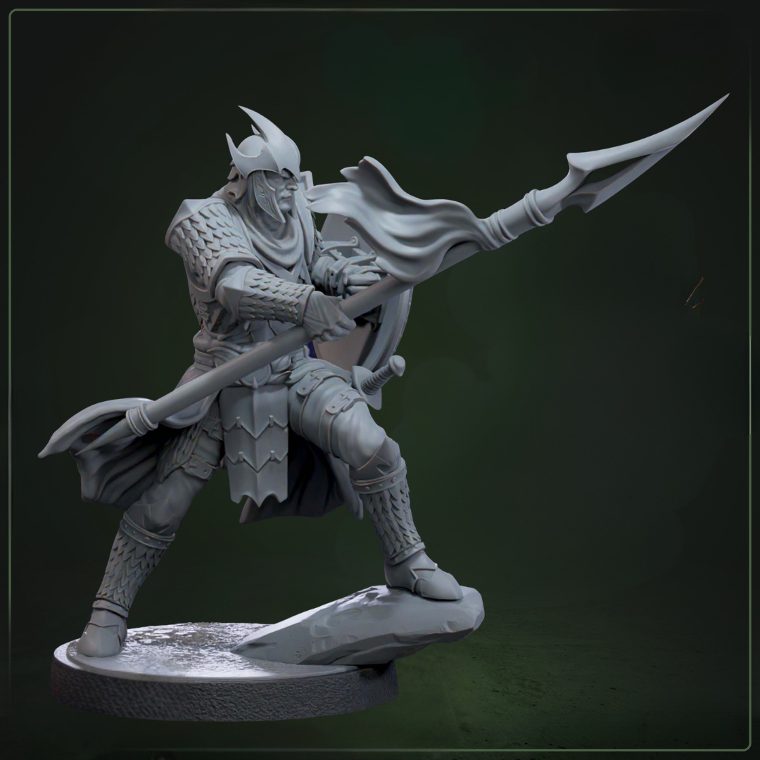 Auxiliar Spearmen 4 D&D miniatuur - professionele Drakkari soldaat uit spearmen formatie, DND miniaturen voor infantry combat encounters bij Quest & Craft