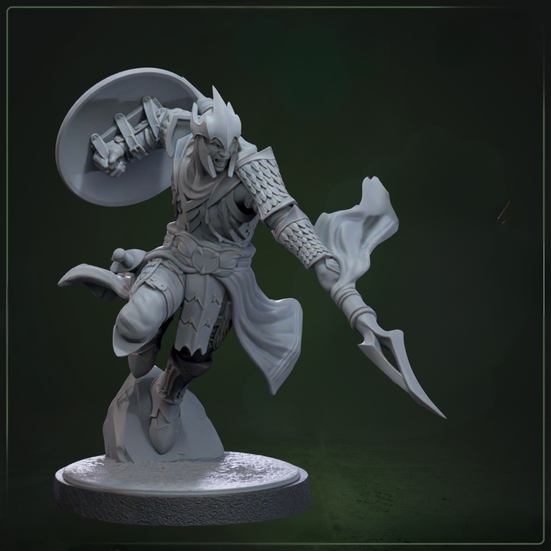 Auxiliar Spearmen 5 D&D miniatuur - lunging - militaire spearman uit auxiliar infantry warband set, fantasy miniaturen voor tactische campaigns van Quest & Craft
