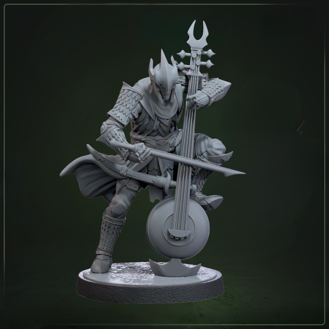 Auxiliar Spearmen 6 Musician D&D miniatuur - Drakkari muzikant uit spearmen warband, speciale rol DND miniaturen voor georganiseerde formaties bij Quest & Craft
