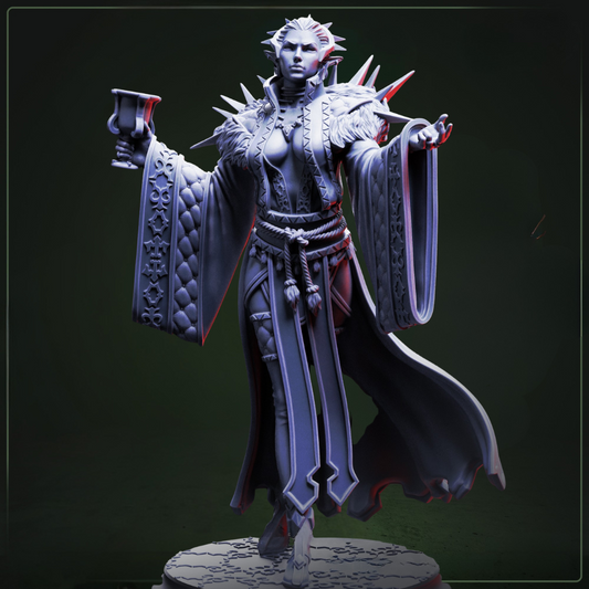 Baroness Noctra de Blanc Vampire Noblewoman D&D miniatuur - regal vampier aristocraat met elaborate gown en noble bearing, premium DND miniaturen fantasy character voor gothic court intrigue TTRPG campaigns uit Nederland bij Quest & Craft