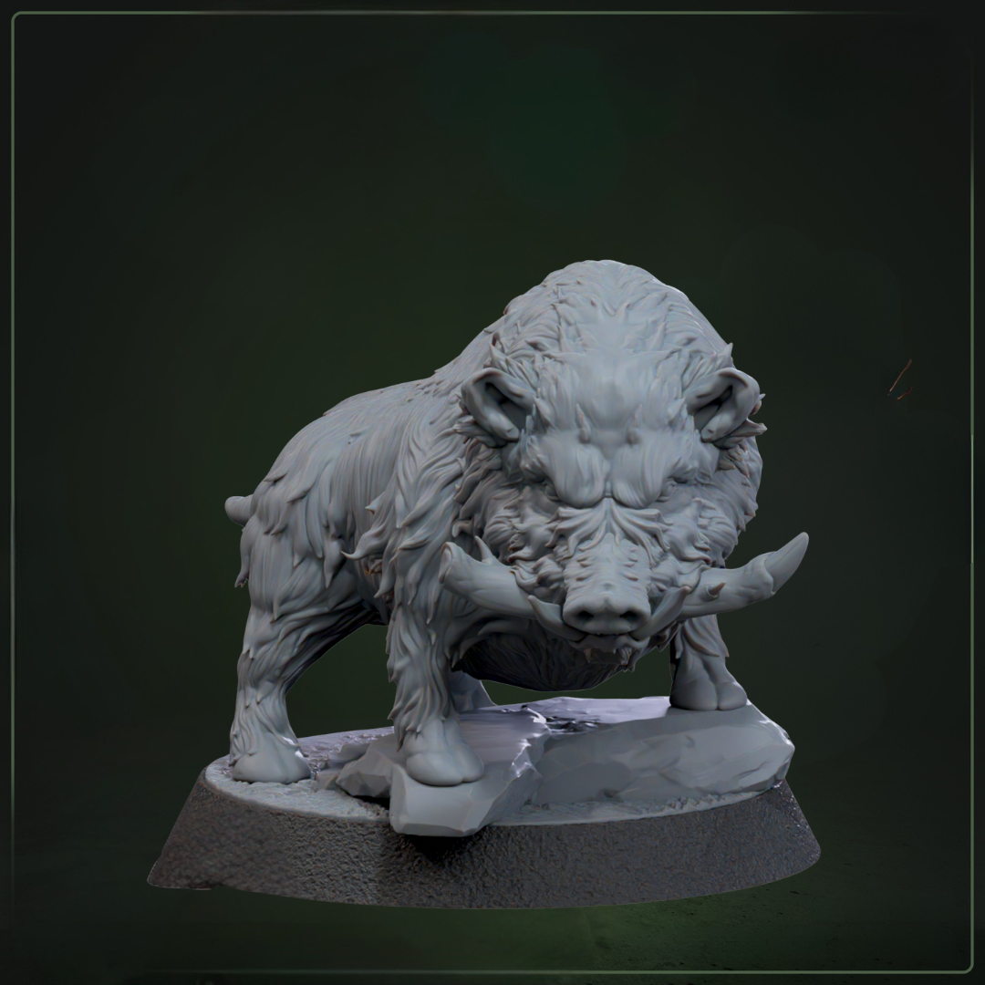 Boar normal D&D miniatuur - natuurlijk everzwijn uit Tarr Animals warband, hoogdetail resin DND miniaturen voor fantasy tabletop RPG van Quest & Craft
