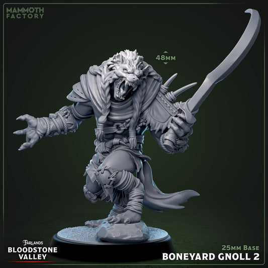 Boneyard Gnoll 2 - chaotische gnoll in aanvalshouding, tweede variatie uit DND miniaturen warband collectie voor horror encounters