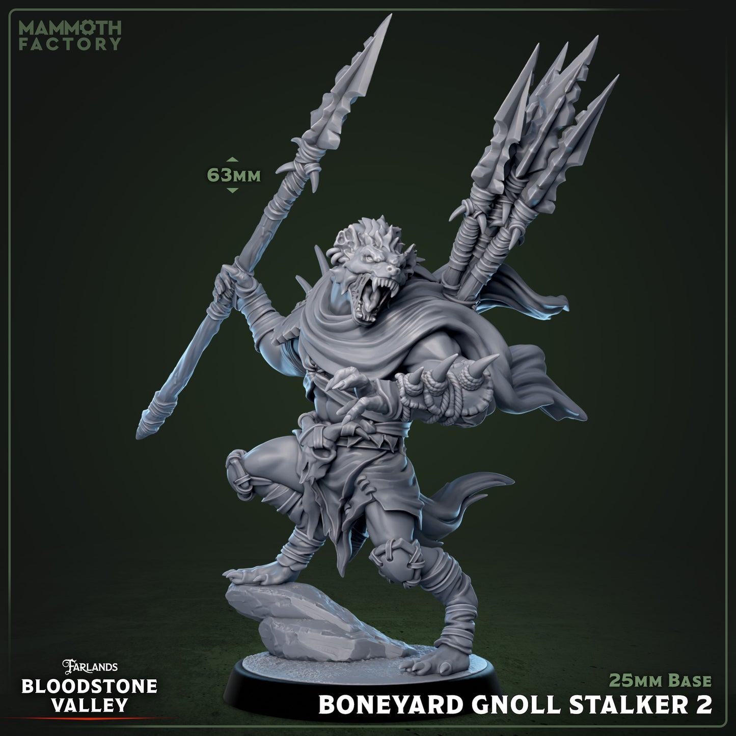 Boneyard Gnoll Stalker 2 - gnoll-moordenaar in verdedigende stance, tweede pose uit DND miniaturen warband collectie voor stealth encounters