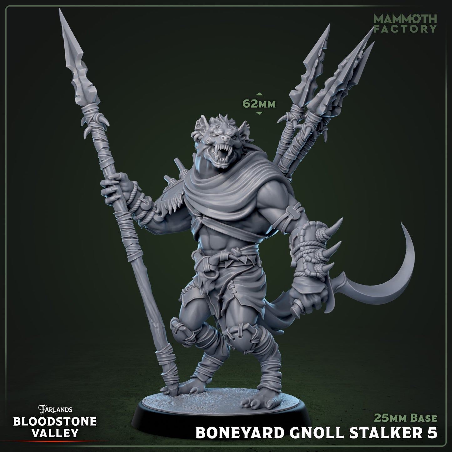 Boneyard Gnoll Stalker 5 - gnoll-stalker in afwachtende houding, vijfde miniatuur uit Bloodstone Valley warband collectie voor epische tabletop battles