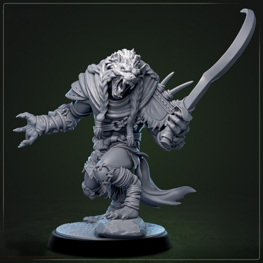 Boneyard Gnoll 2 - chaotische gnoll in aanvalshouding, tweede variatie uit DND miniaturen warband collectie voor horror encounters