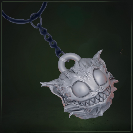 Cheshire Cat Keyring fantasy sleutelhanger - Quest & Craft -  mystieke D&D prop uit The Whisperwoods collectie, hoogdetail resin accessoire voor tabletop RPG en cosplay