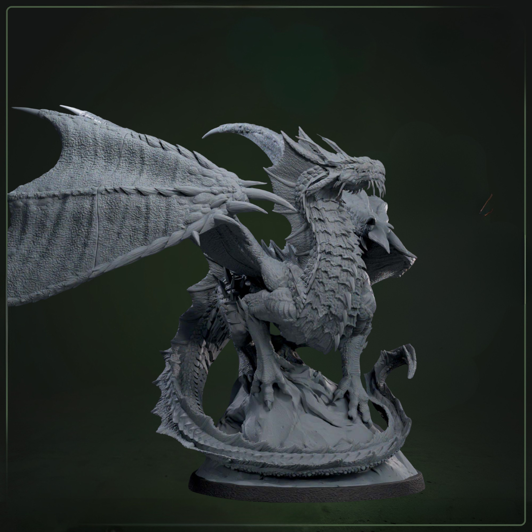 Cyraxathon Dragon Emperor D&D miniatuur - legendarische large scale boss dragon uit Solaris Drakkarum collectie, hoogdetail resin DND miniaturen voor fantasy tabletop RPG van Quest & Craft
