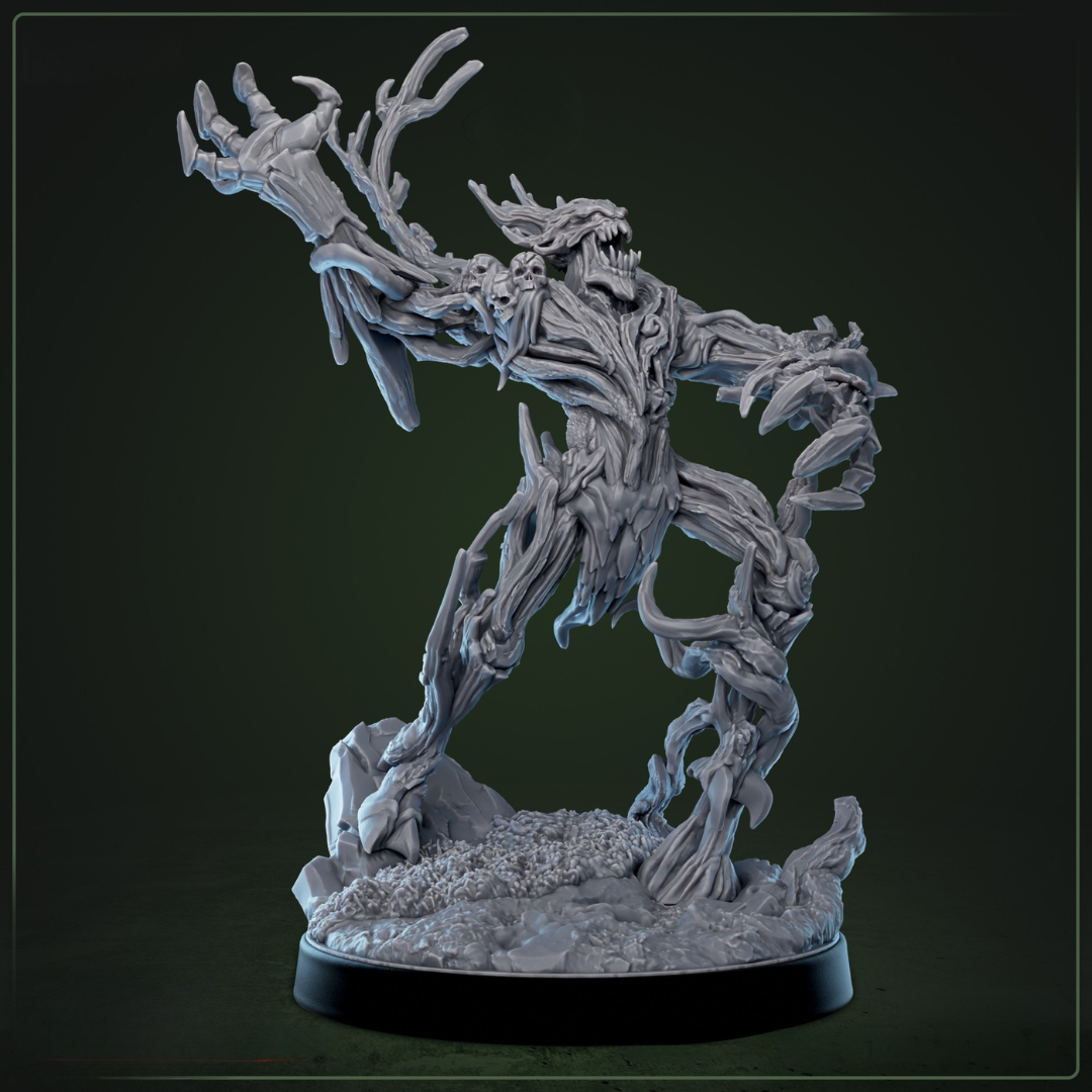 Deeproot Stalker 2 - Quest & Craft fantasy miniatuur detail - mystieke corrupte wachter met Polluted Saplings, TTRPG miniaturen boss monster voor Dungeons & Dragons encounters. 
