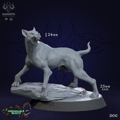 Dog normal D&D miniatuur - gewone hond uit Abominable Beasts warband set, fantasy miniaturen voor beast encounters bij Quest & Craft

