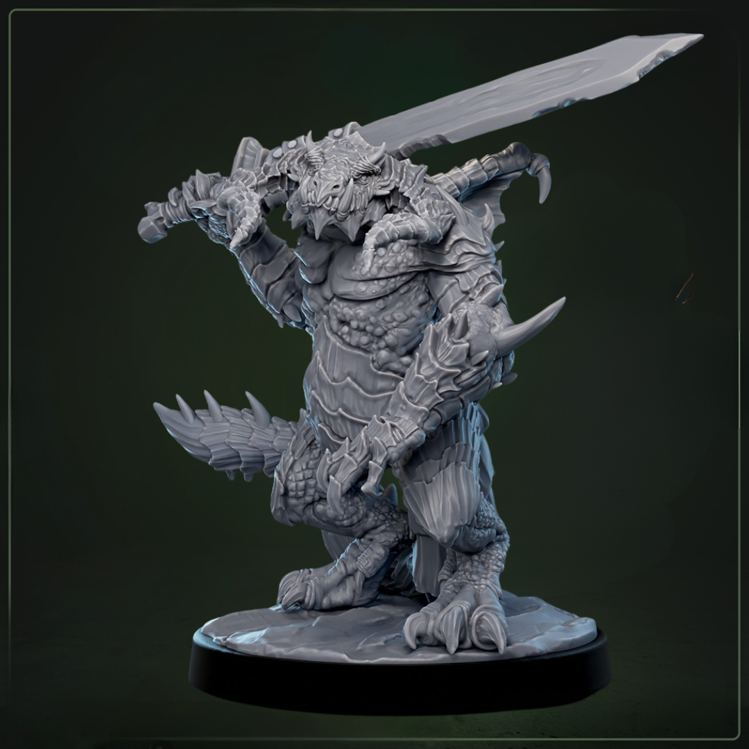 Dragon Ogre 3 D&D miniatuur - complete draconische ogre set uit Cliffs of Drakkenfall jungle, Nederlandse kwaliteit Quest & Craft miniaturen nederland voor monster encounters
