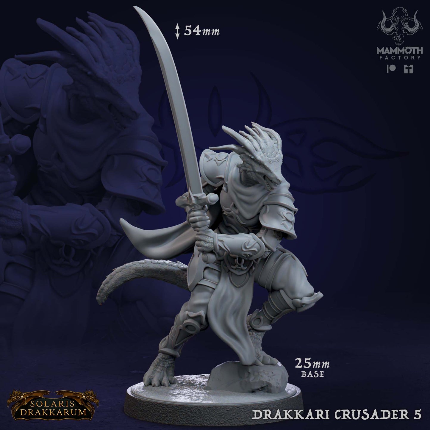 Drakkari Crusader 5 D&D miniatuur - elite holy warrior uit dragonkin crusader warband set, fantasy miniaturen voor religious campaigns van Quest & Craft
