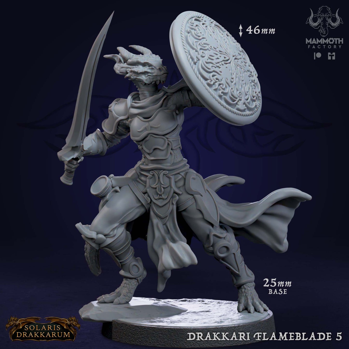 Drakkari Flameblade 5 D&D miniatuur - elite spellblade warrior uit fiery dragonkin warband set, fantasy miniaturen voor fire campaigns van Quest & Craft
